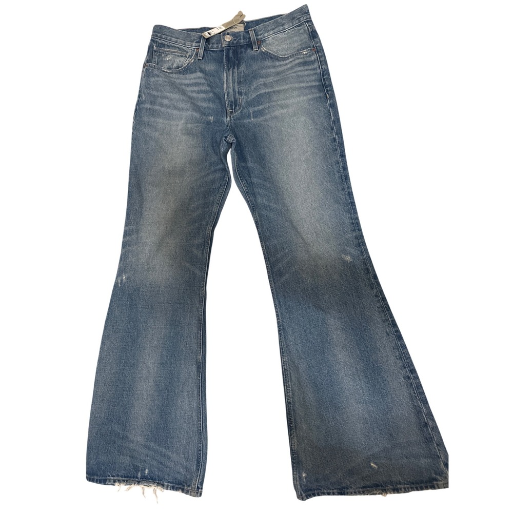 Hudson Hendrix Benson Mens Wide Leg Flare Distressed Jeans Light Wash 32 NEW